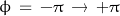 \phi \, = \, -\pi \, \rightarrow \, +\pi