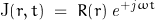 \begin{displaymath}\textnormal{J}(r,t)\;=\;R(r)\,\mathit{e}^{+\mathit{j}\omega t}\end{displaymath}