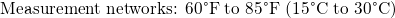 \text{\small Measurement networks: 60\textdegree{}F to 85\textdegree{}F (15\textdegree{}C to 30\textdegree{}C)}