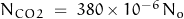 N_{CO2}\;=\;380\times 10^{-6}\,N_o