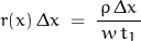 \begin{displaymath}r(x)\,\Delta x\;=\;\dfrac{\,\rho\,\Delta x\,}{w\,t_1}\end{displaymath}