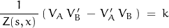 \dfrac{1}{\,Z(s,x)\,}\,(\,V_A\,V'_B\,-\,V'_A\,V_B\,)\;=\;k